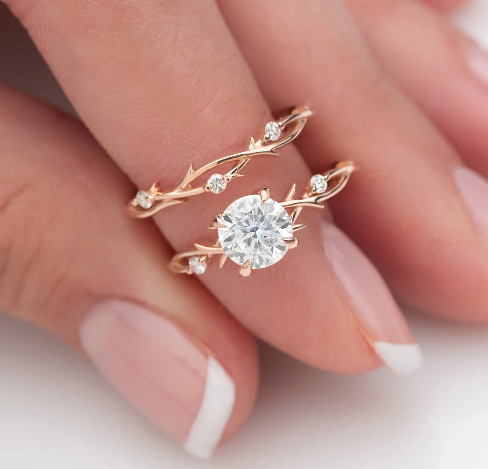Dainty Twig ring, close-up view 1