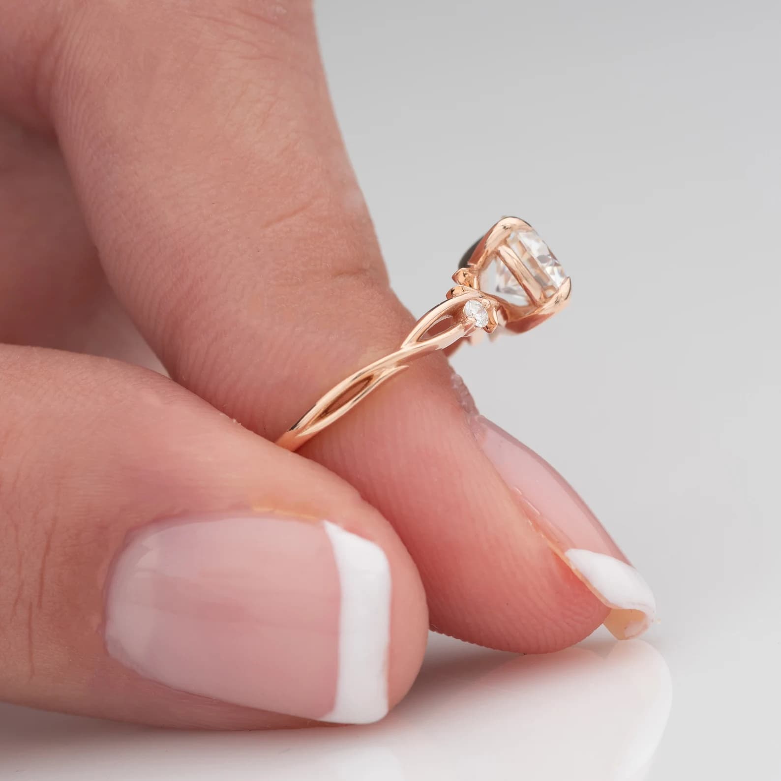 Dainty Twig ring, side view 2