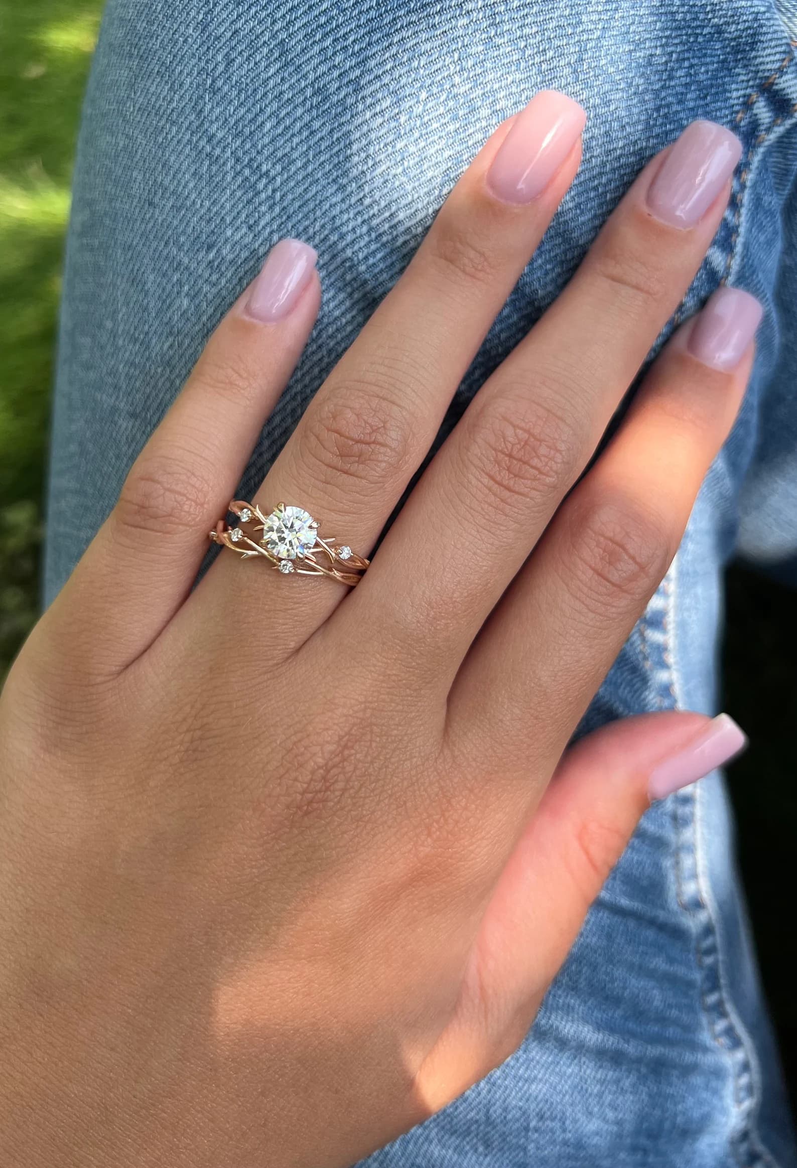 Dainty Twig ring, front view 5