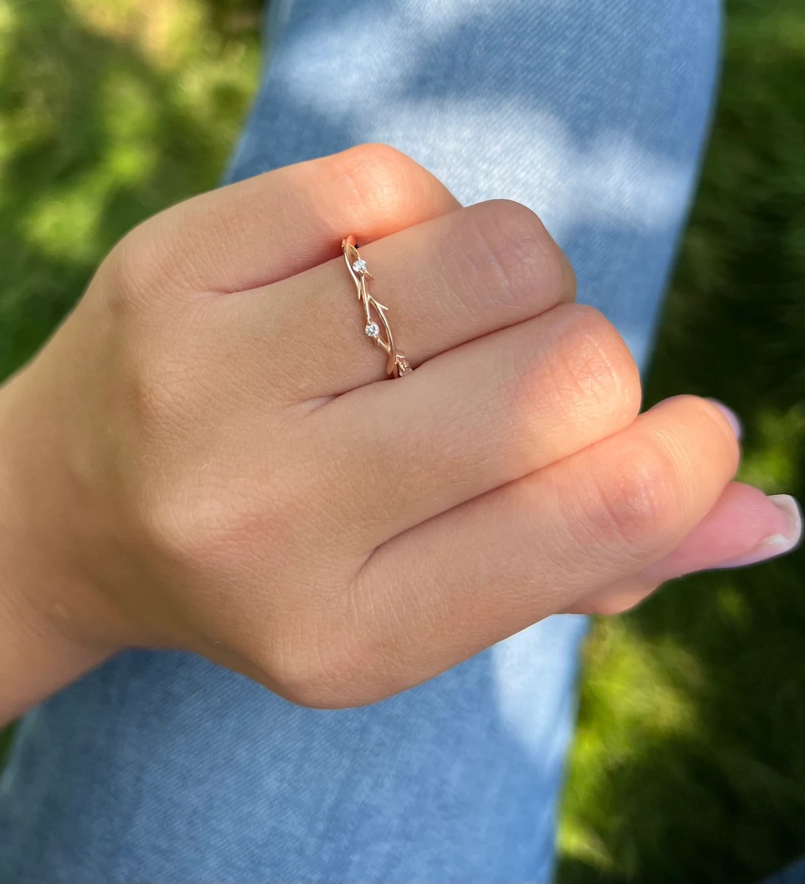 Dainty Twig ring, close-up view 6