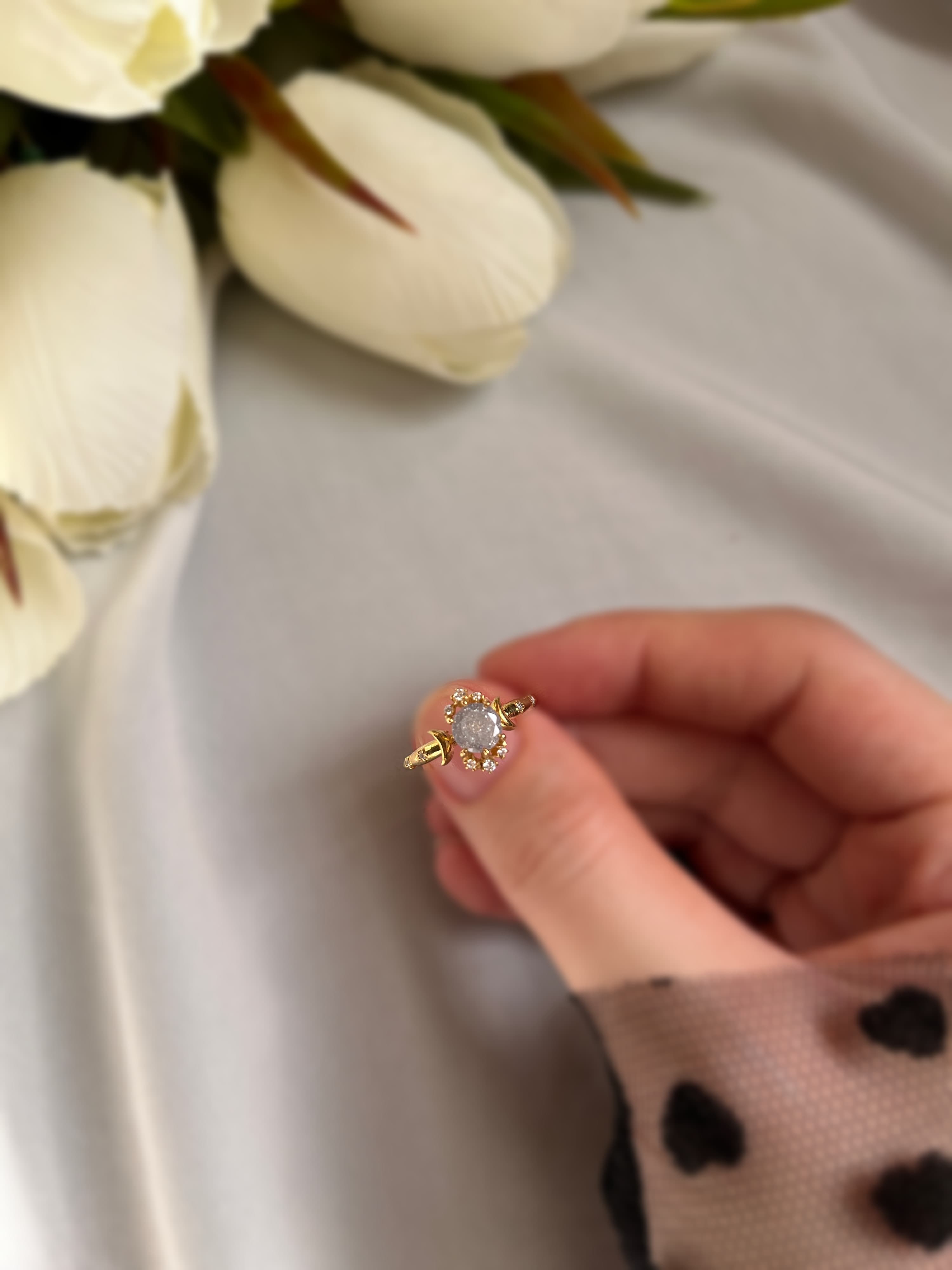 Moon Star ring, close-up view 1